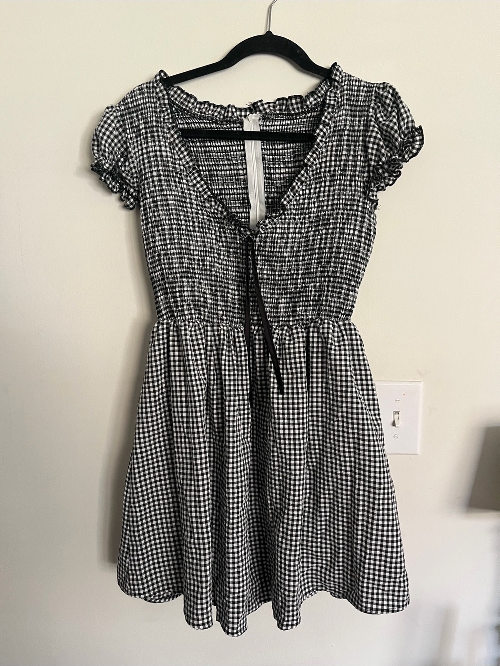 Black & White Gingham Short Sleeve Romper